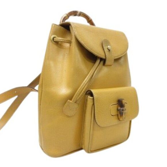 Gucci Backpack Bamboo 003-2034-0030 Light Brown Leather Old main image 4